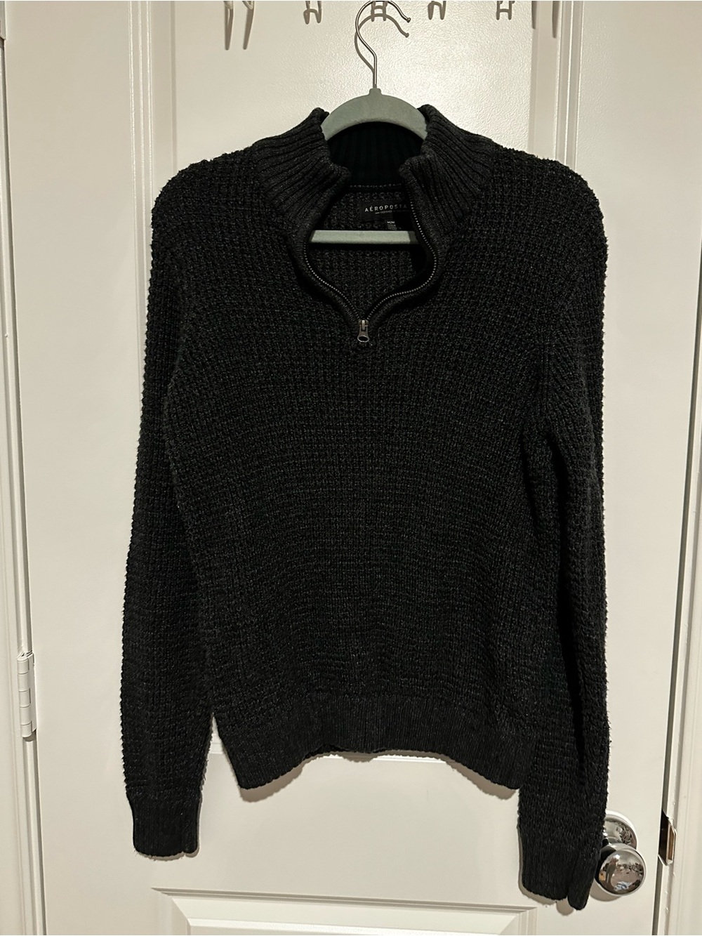 Aeropostale Women’s BZip-Neck waffle Knit Sweater